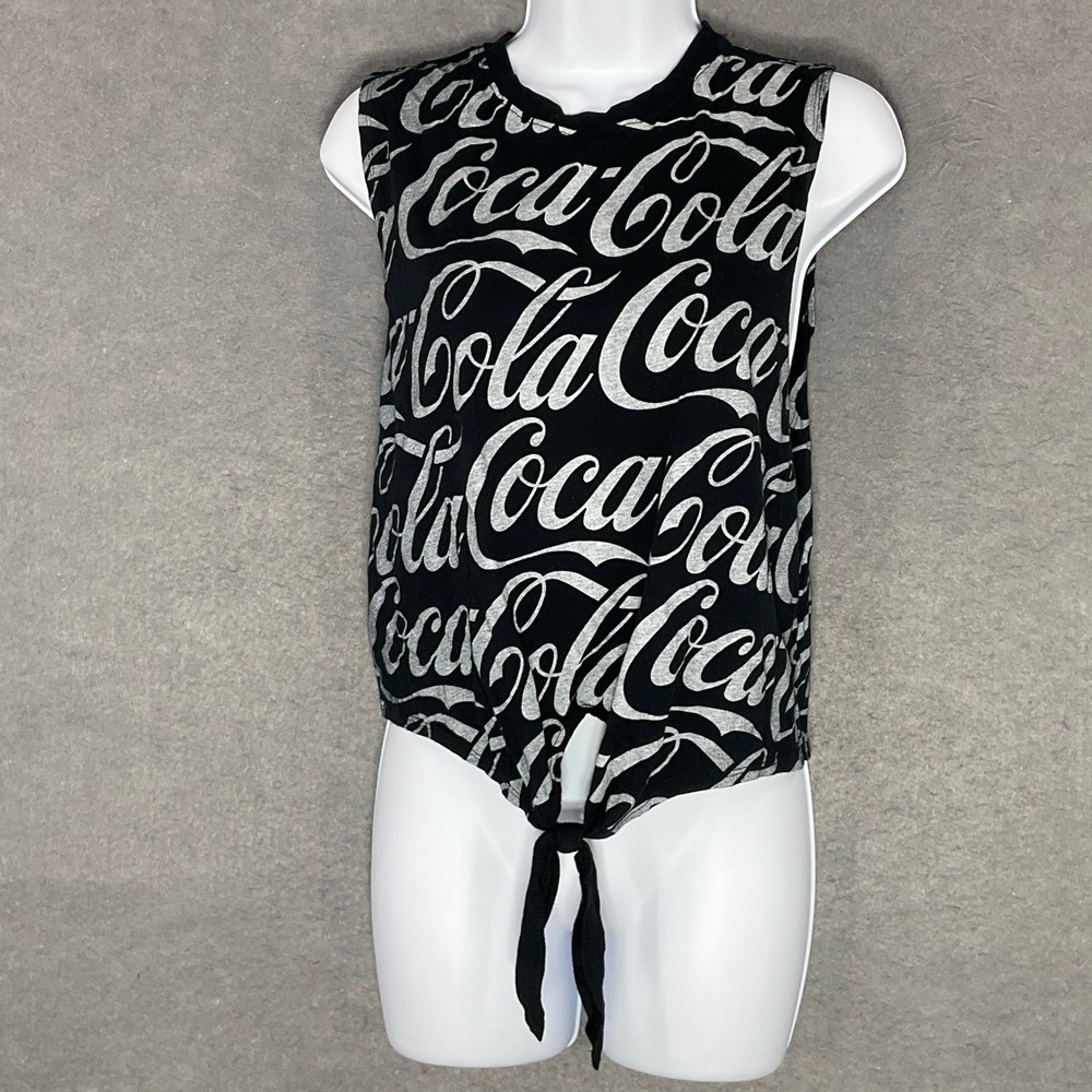 Mighty Fine Coca-Cola Tank Top Adult Sz S Tie Front‎ Sleeveless Graphic Logo